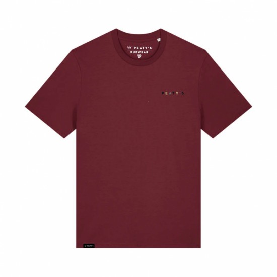 Тениска Peaty's AW25 PubWear Tee - Stacked / Burgundy - Stacked / Burgundy - на супер цена 65.00лв (33.23€)